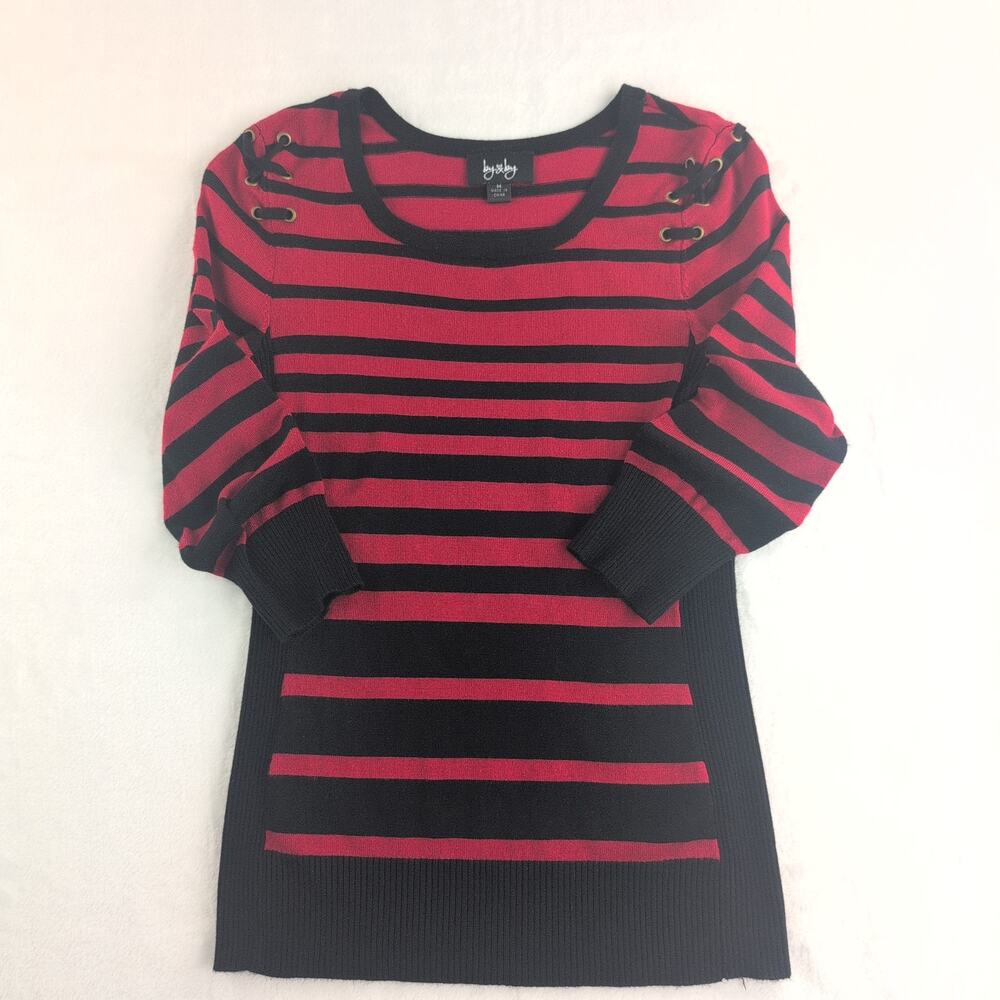 Y2K by & by Lace Up Striped CyberGoth MallGoth Babydoll Top Women's Medium
